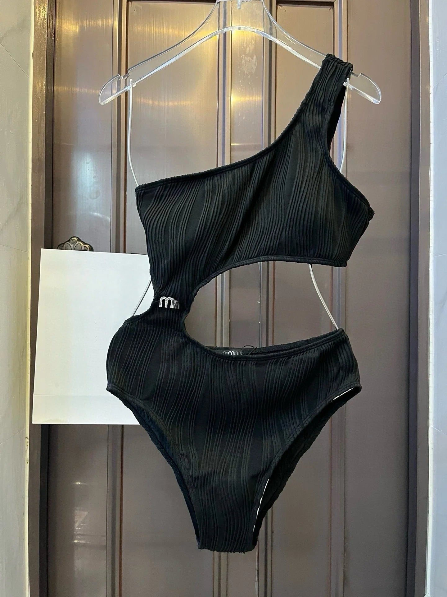 Elegant Double-Strap Cutout One-Piece Swimsuit. Hollow-Out Women’s Swimwear