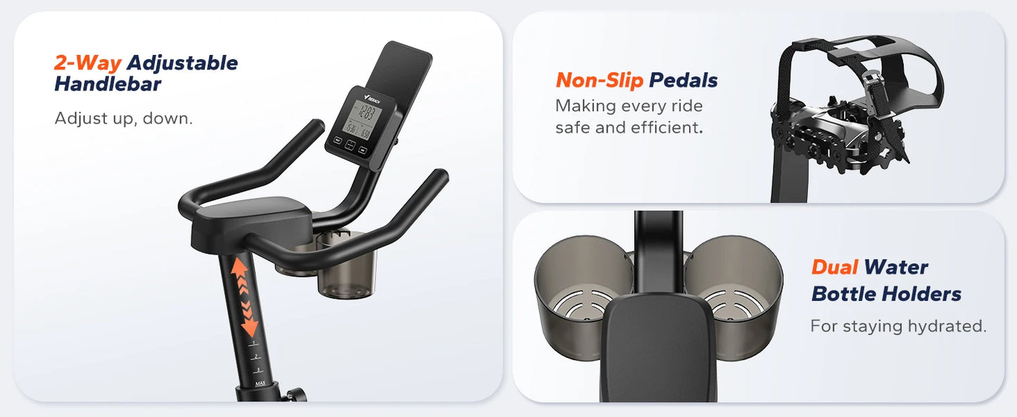 MERACH Exercise Bike S36 for Home Magnetic Indoor Cycling with Self-developed APP 330lbs Capacity & Comfortable Seat Cushion