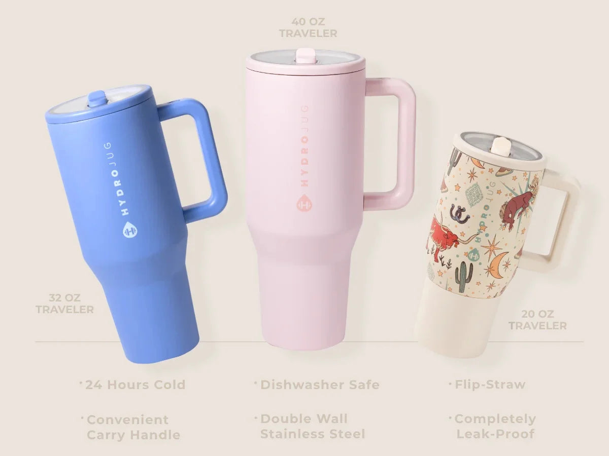 40 oz Insulated Travel Tumbler with Handle & Flip Straw .Leakproof Water Bottle for Travel, Work & Fitness