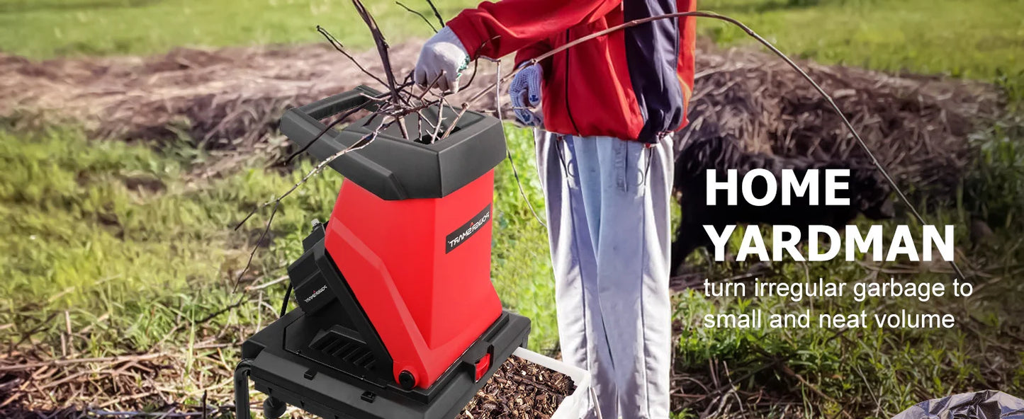 15-Amp Electric Wood Chipper & Leaf Mulcher with Collection Bag