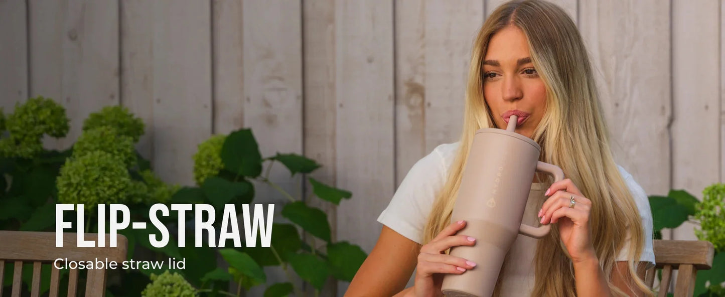 40 oz Insulated Travel Tumbler with Handle & Flip Straw .Leakproof Water Bottle for Travel, Work & Fitness