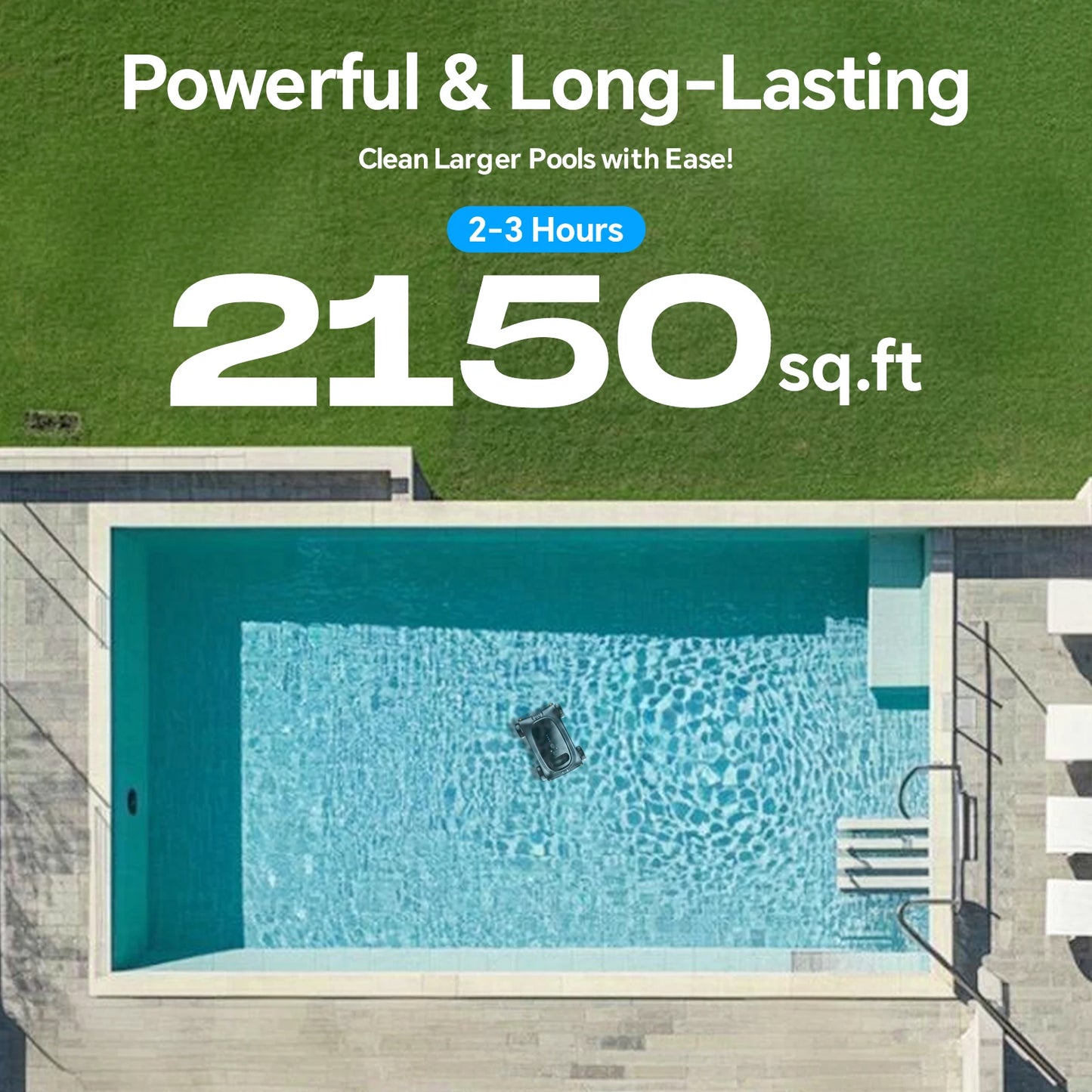 Seauto SAT 10 Cordless Robotic Pool Cleaner for Pools Up to 2,000 Sq. Ft. | Automatic Smart Pool Vacuum