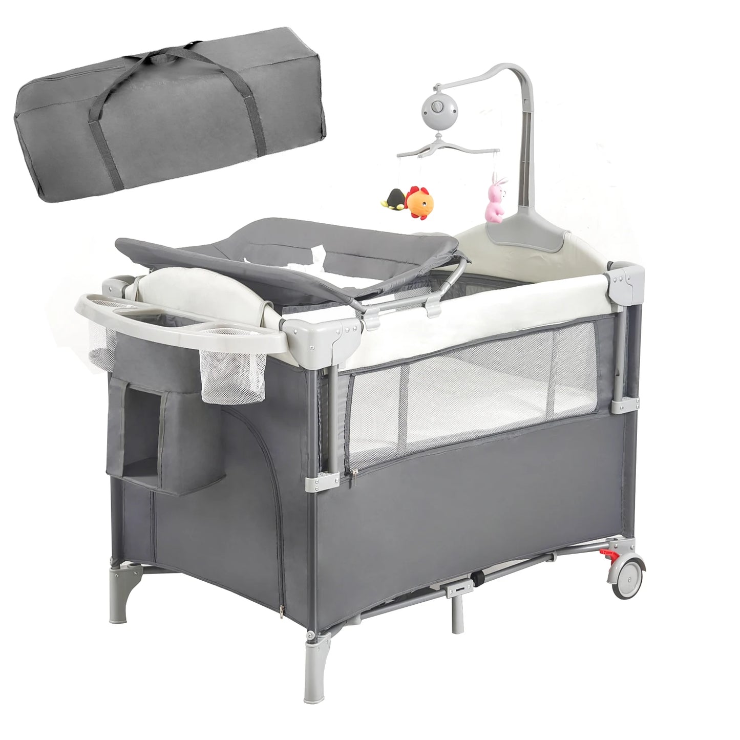 Baby Bassinet Bedside Sleeper & Portable Play Yard with Changing Station