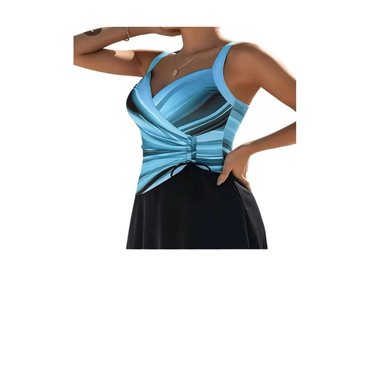 Women’s One-Piece Swimsuit | Blue Gradient Twist-Front Swimwear