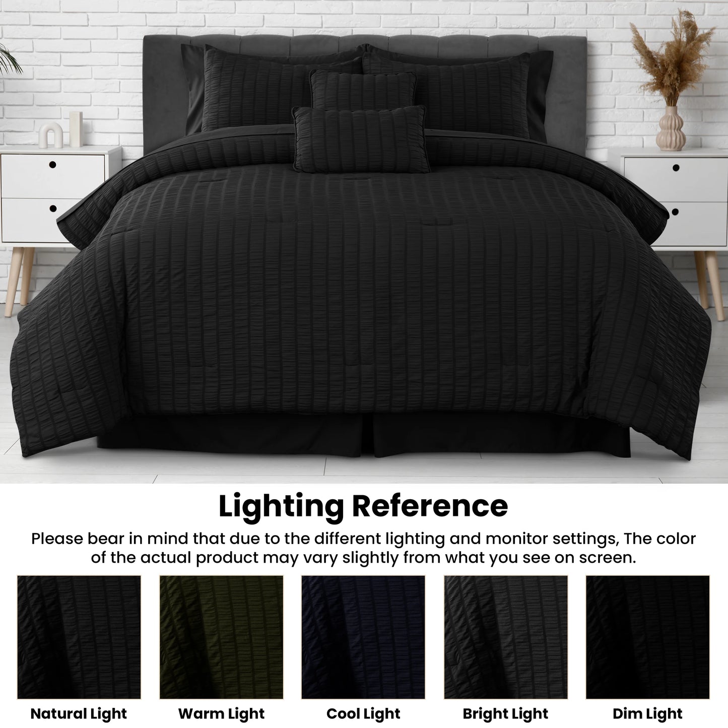 Luxury 10-Piece Comforter Bedding Set .Soft Seersucker Bed in a Bag Collection