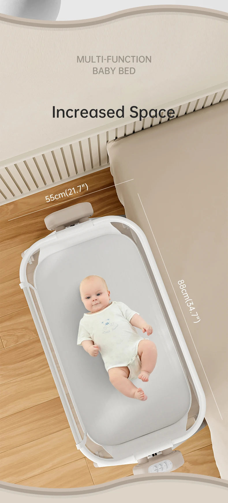 Adjustable Baby Bassinet Bedside Sleeper & Newborn Co-Sleeper with Storage Basket