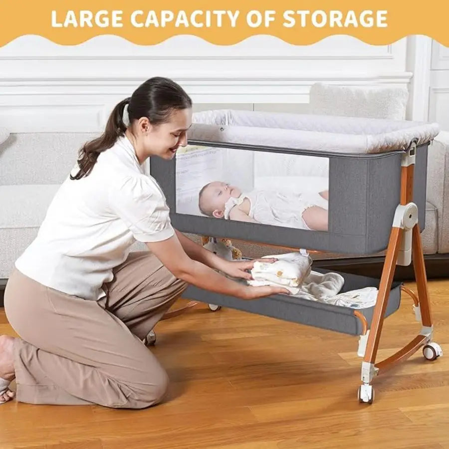 3-in-1 Baby Bassinet Bedside Sleeper Portable Crib with Adjustable Height