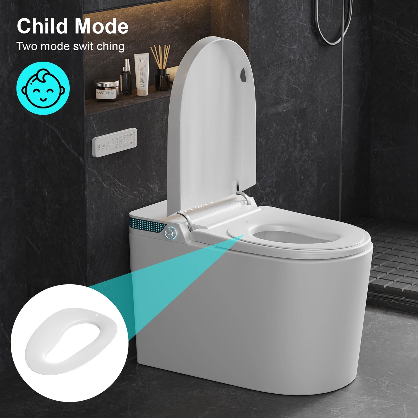 Smart One-Piece Toilet with Built-In Bidet, Auto Flush & Heated Seat .Modern Luxury Bathroom Upgrade