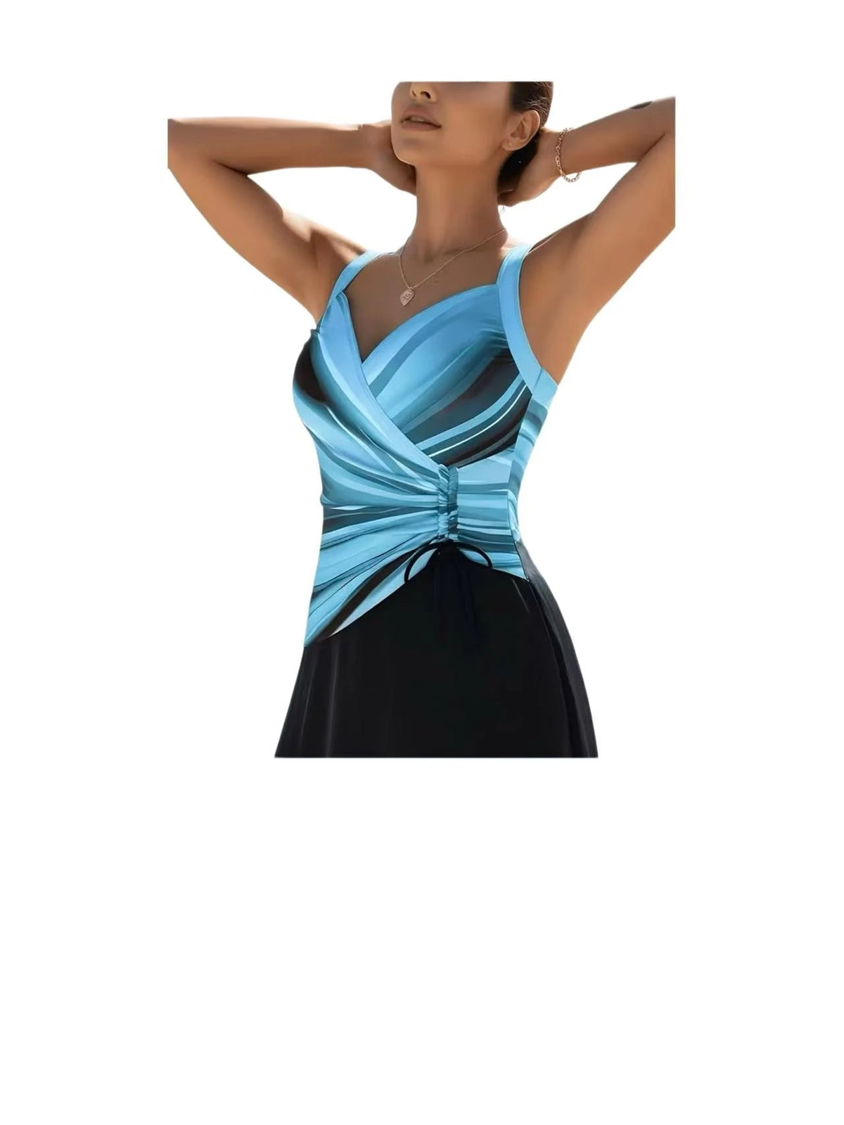 Women’s One-Piece Swimsuit | Blue Gradient Twist-Front Swimwear