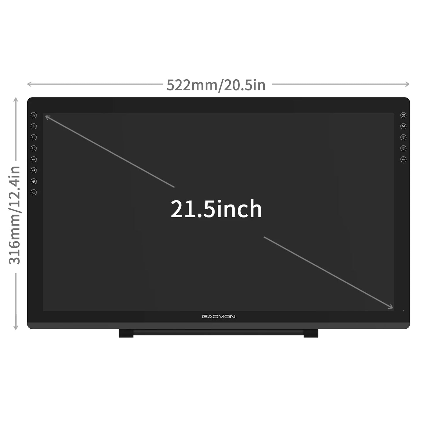 Gaomon PD2200 21.5 Inch Graphics Tablet Anti-Glare Full Lamination Screen Display with 8 Touch Keys Support ±60° Tilt Function
