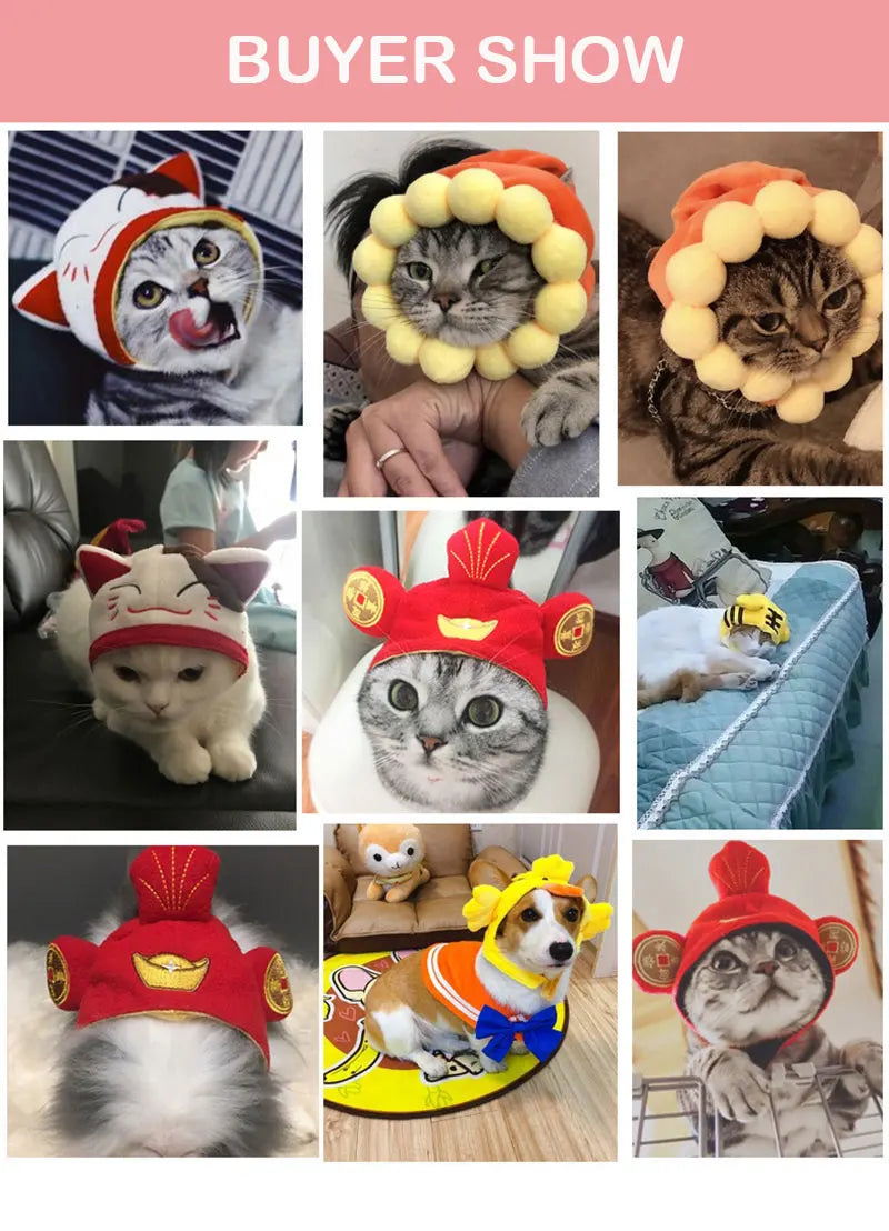 Funny Hat for Cat Sunflower Christmas Costume Pet Hat Halloween Cosplay Keep Warm Headwear Dogs Hats Puppy Accessories for Cats