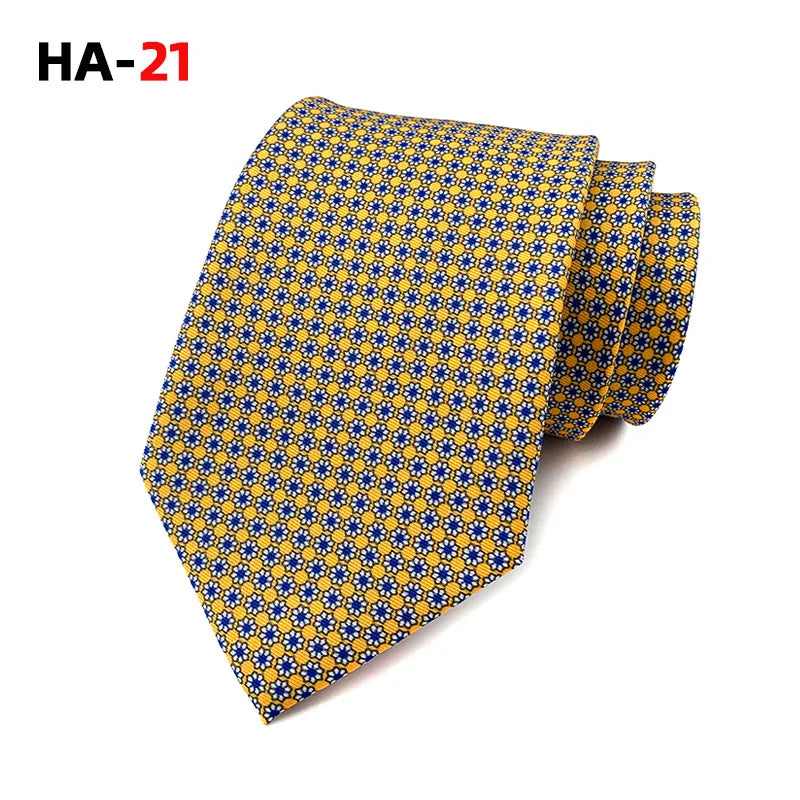 Men’s Luxury 8cm Vintage Silk Necktie Classic Designer Business, Wedding & Formal Dress Tie