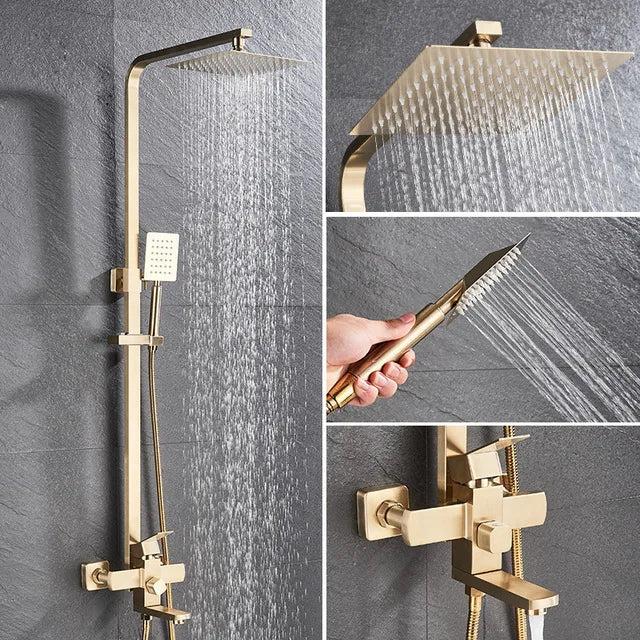 Matte Black Wall Mounted Shower Faucet 8 Inch Rainfall