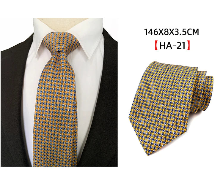 Men’s Luxury 8cm Vintage Silk Necktie Classic Designer Business, Wedding & Formal Dress Tie