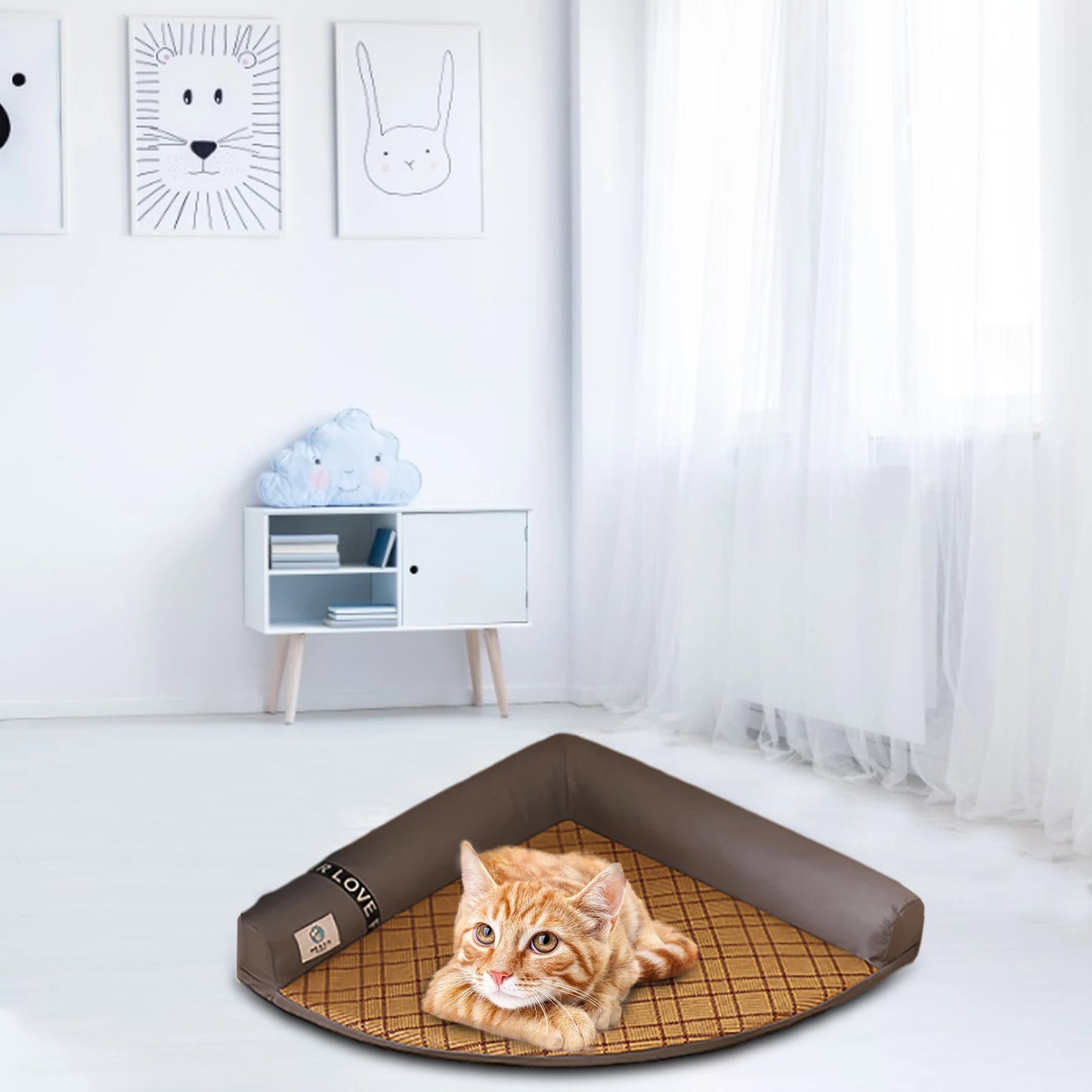 Detachable Washable Summer Pet Sleeping Mat for Dogs & Cats . Breathable Cooling Cushion Bed