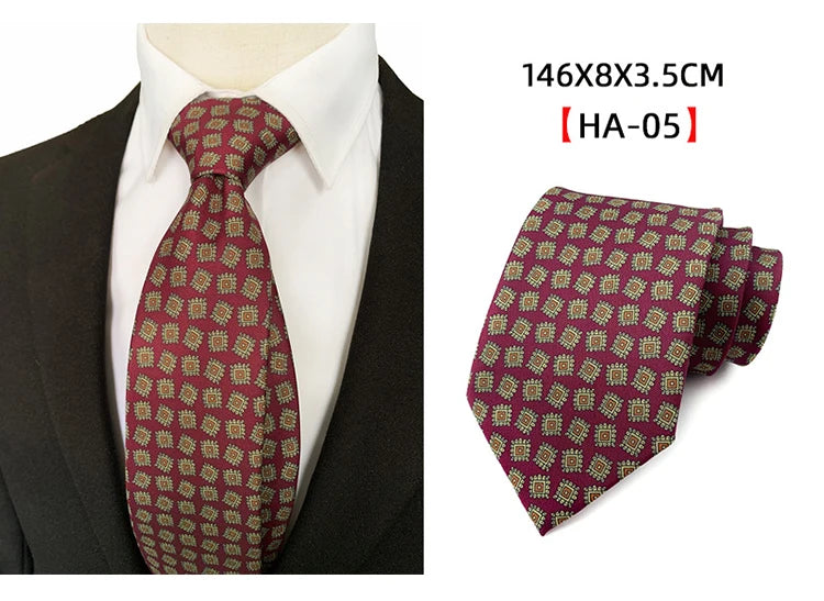 Men’s Luxury 8cm Vintage Silk Necktie Classic Designer Business, Wedding & Formal Dress Tie