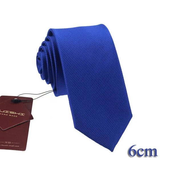 HUISHI Men’s Solid Dark Blue Waterproof Jacquard Necktie | 6cm Slim Business & Wedding Tie