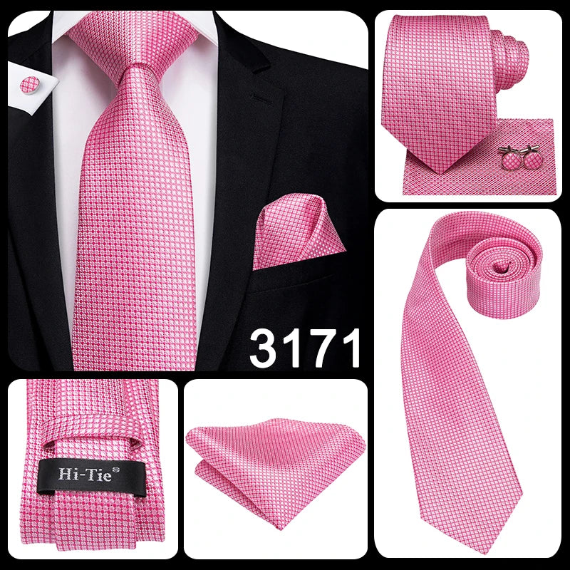 Men’s Solid Paisley Silk Tie Set.  Wedding & Formal Wear
