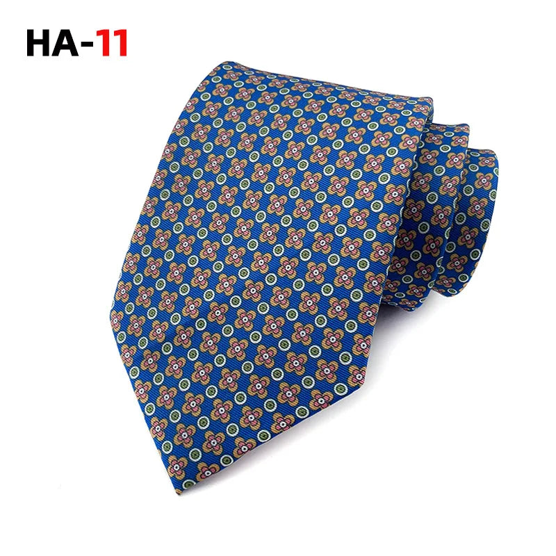 Men’s Luxury 8cm Vintage Silk Necktie Classic Designer Business, Wedding & Formal Dress Tie