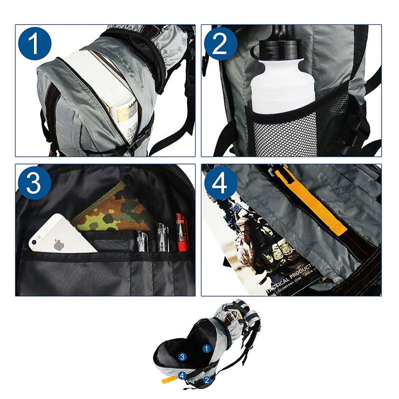 Waterproof Hiking Backpack . Lightweight Travel & Trekking Daypack
