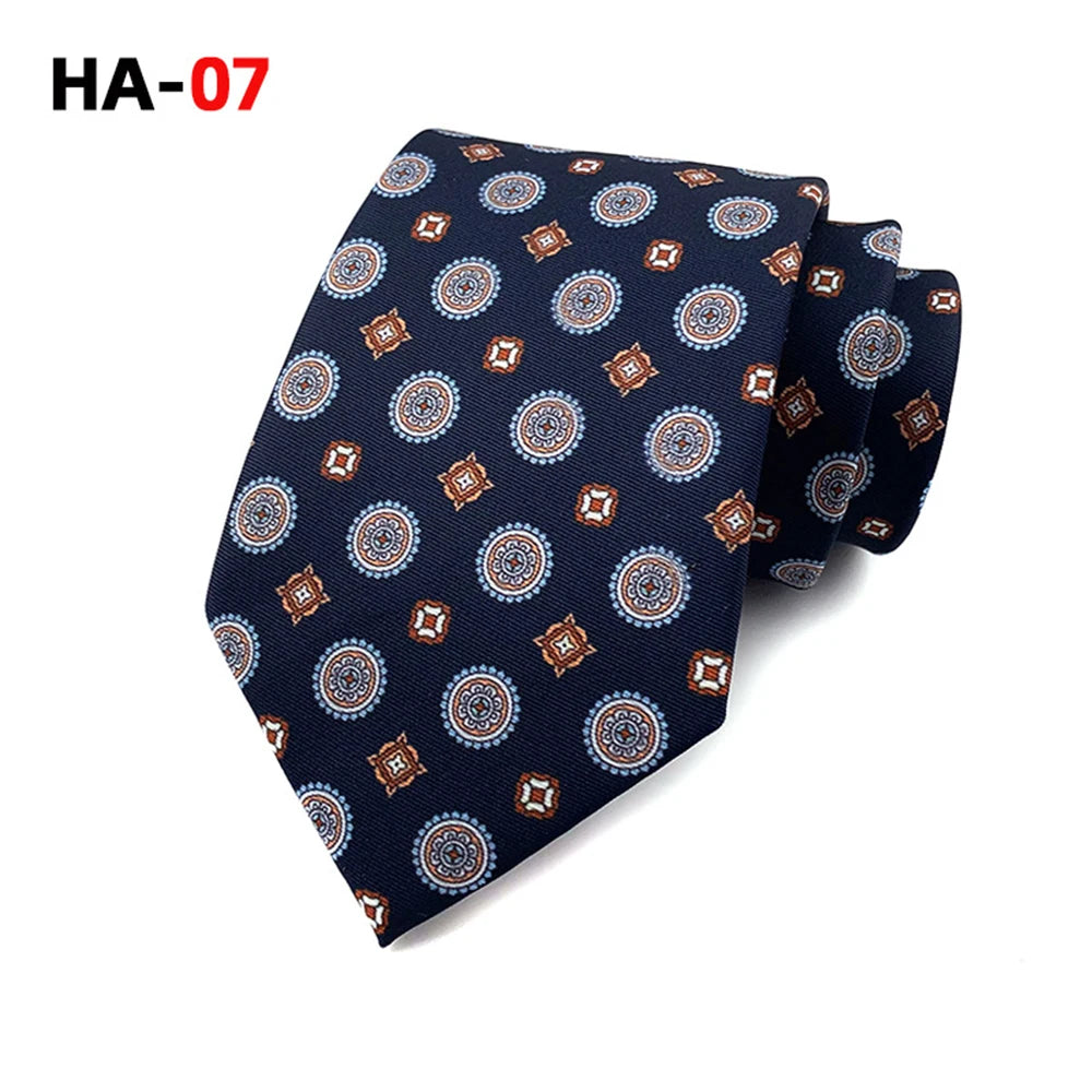 Men’s Luxury 8cm Vintage Silk Necktie Classic Designer Business, Wedding & Formal Dress Tie