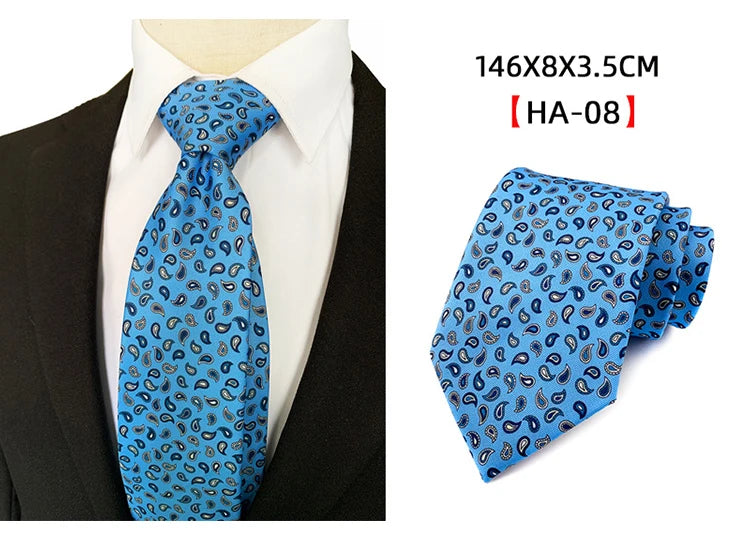 Men’s Luxury 8cm Vintage Silk Necktie Classic Designer Business, Wedding & Formal Dress Tie
