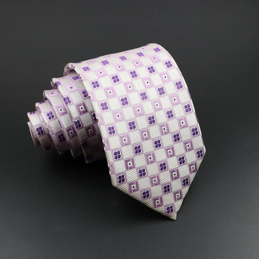 Men's 100% Silk Tie Classic Striped Plaid Necktie Jacquard Woven Ties Business Wedding Party Daily Suit Cravat Accessory Gift