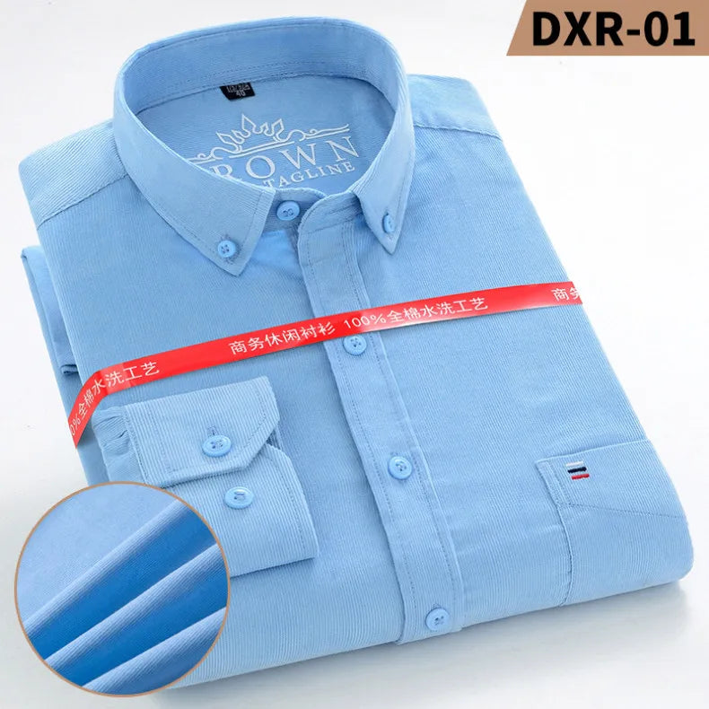 Men’s Oversized Corduroy Long Sleeve Shirt.  Casual Relaxed Fit Button Up