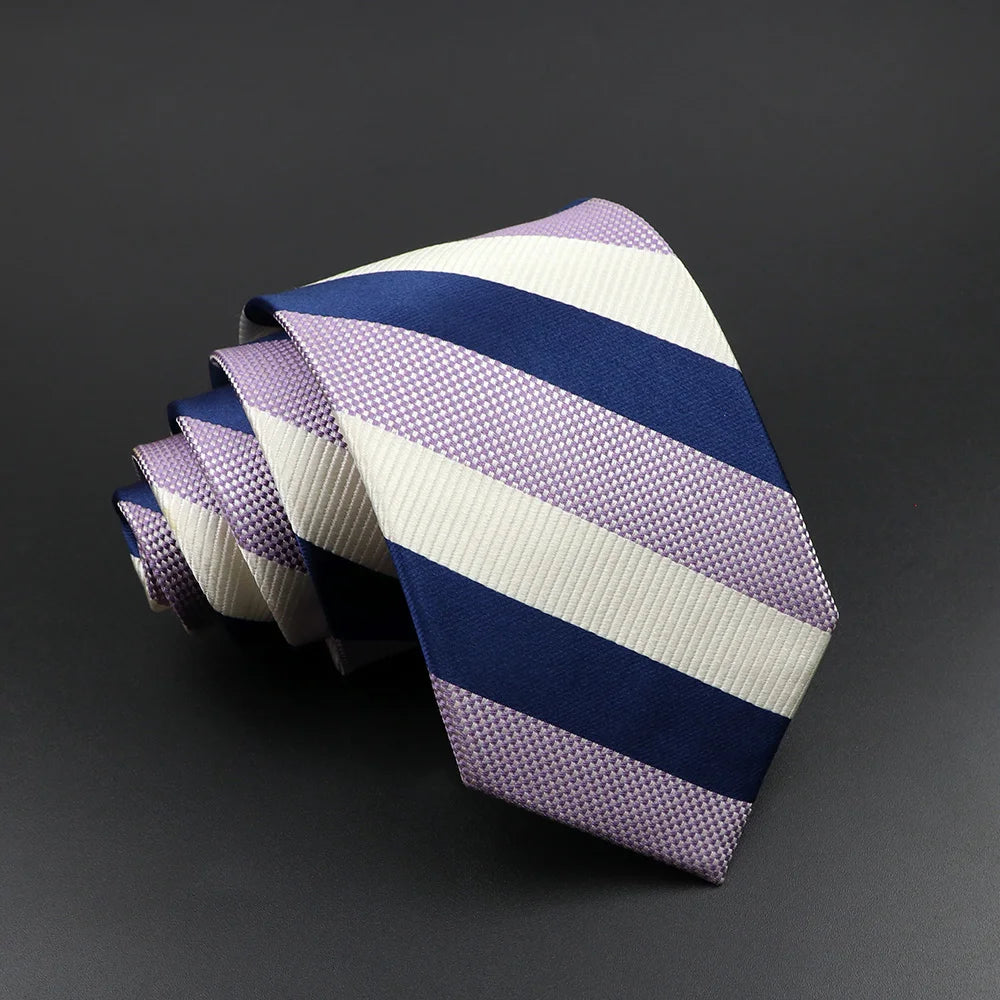 Men's 100% Silk Tie Classic Striped Plaid Necktie Jacquard Woven Ties Business Wedding Party Daily Suit Cravat Accessory Gift