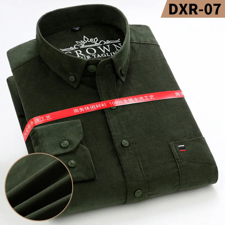 Men’s Oversized Corduroy Long Sleeve Shirt.  Casual Relaxed Fit Button Up