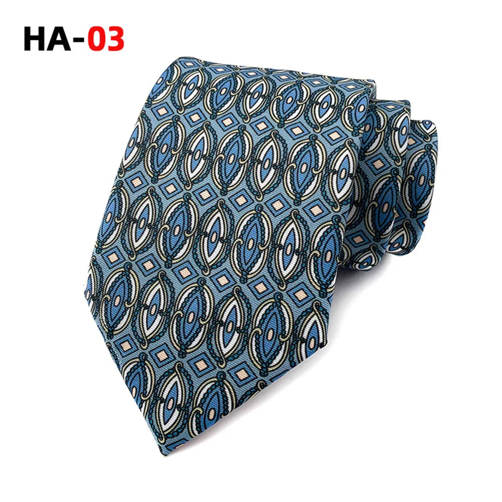 Men’s Luxury 8cm Vintage Silk Necktie Classic Designer Business, Wedding & Formal Dress Tie