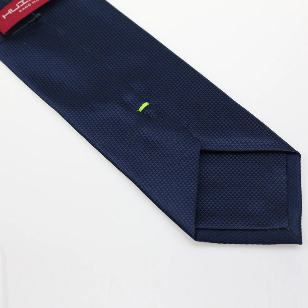 HUISHI Men’s Solid Dark Blue Waterproof Jacquard Necktie | 6cm Slim Business & Wedding Tie