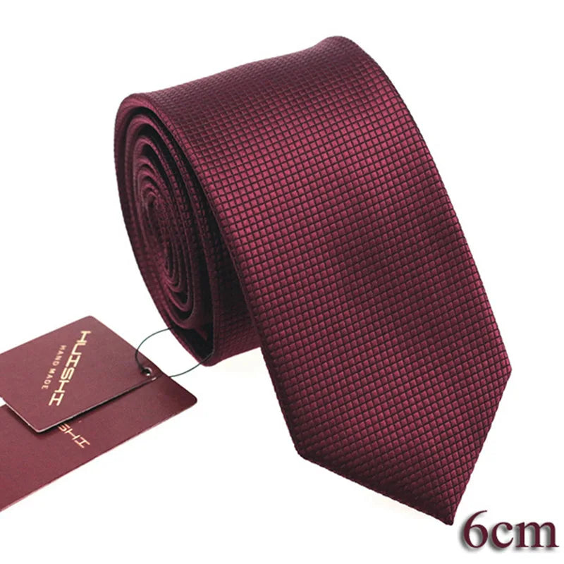 HUISHI Men’s Solid Dark Blue Waterproof Jacquard Necktie | 6cm Slim Business & Wedding Tie
