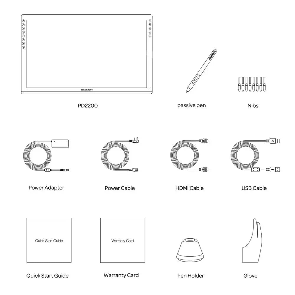 Gaomon PD2200 21.5 Inch Graphics Tablet Anti-Glare Full Lamination Screen Display with 8 Touch Keys Support ±60° Tilt Function