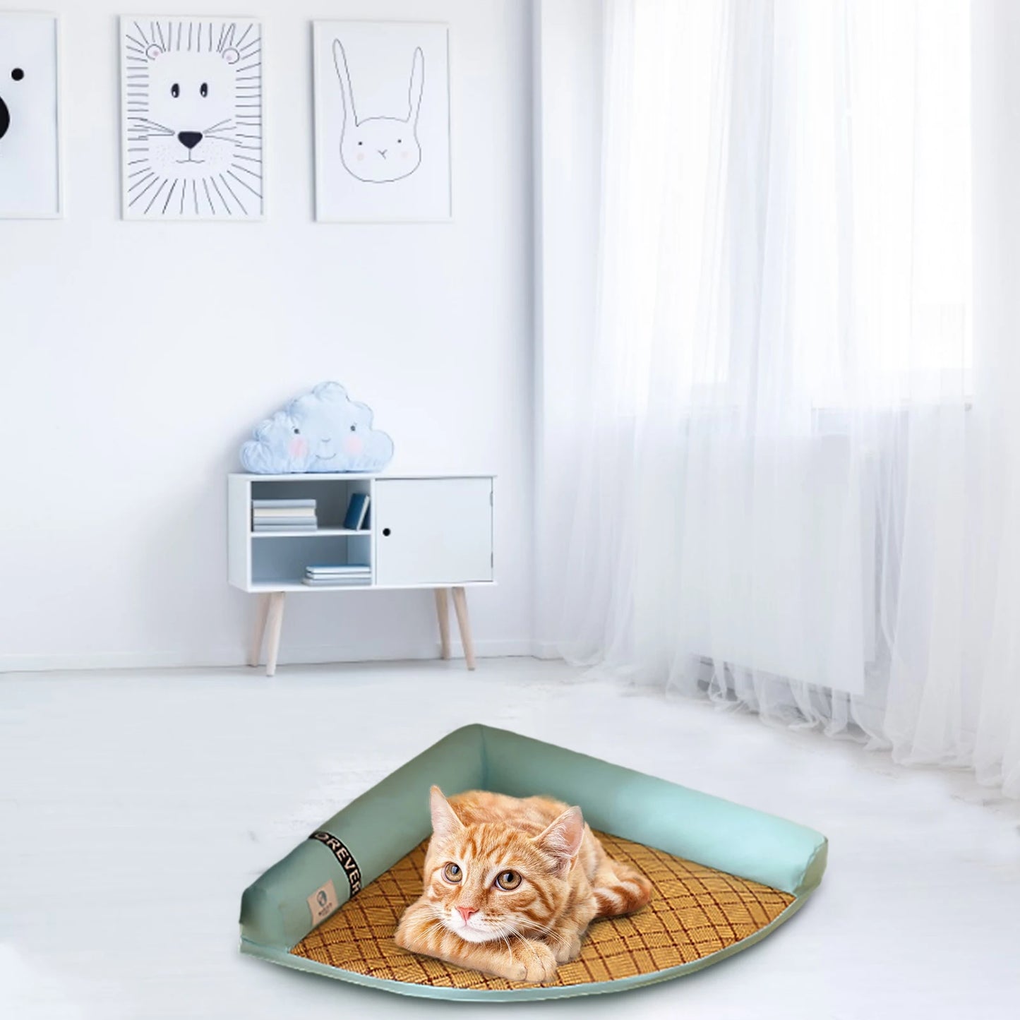 Detachable Washable Summer Pet Sleeping Mat for Dogs & Cats . Breathable Cooling Cushion Bed