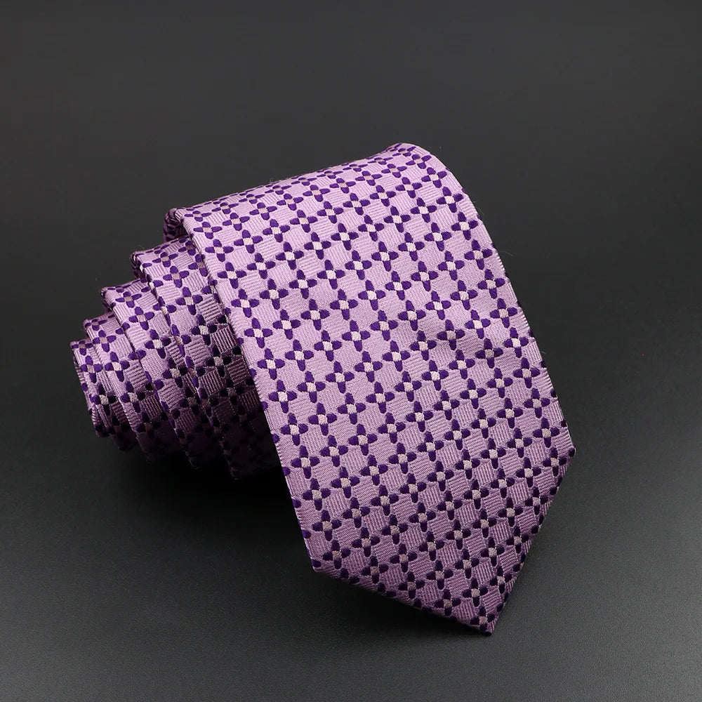 Men's 100% Silk Tie Classic Striped Plaid Necktie Jacquard Woven Ties Business Wedding Party Daily Suit Cravat Accessory Gift