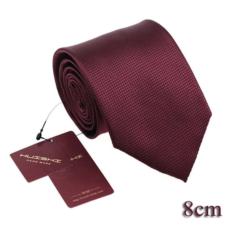 HUISHI Men’s Solid Dark Blue Waterproof Jacquard Necktie | 6cm Slim Business & Wedding Tie