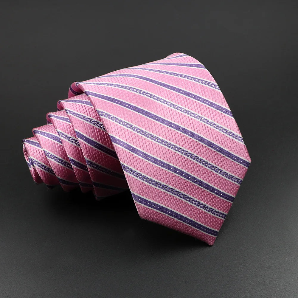 Men's 100% Silk Tie Classic Striped Plaid Necktie Jacquard Woven Ties Business Wedding Party Daily Suit Cravat Accessory Gift