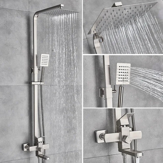 Matte Black Wall Mounted Shower Faucet 8 Inch Rainfall