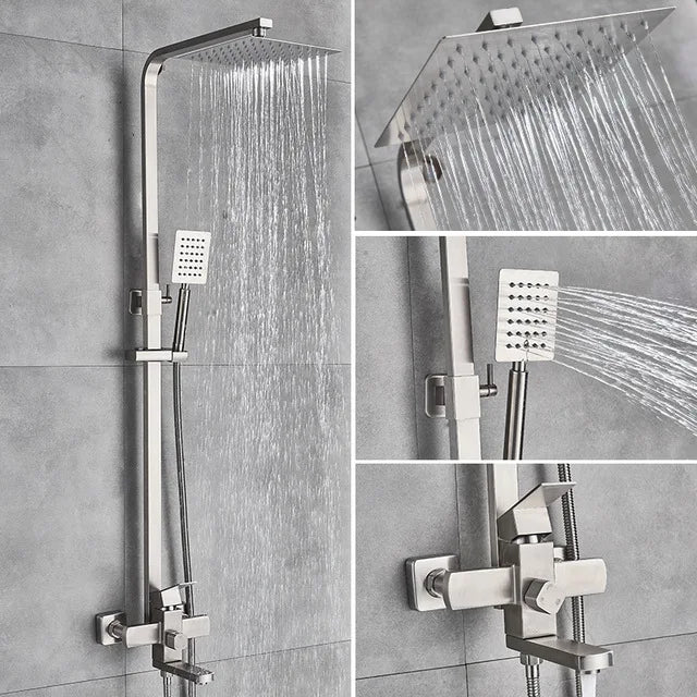 Matte Black Wall Mounted Shower Faucet 8 Inch Rainfall