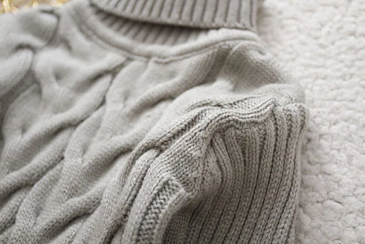 Girls Turtleneck Knit Sweater . Warm Long Sleeve Winter Pullover for Toddlers & Kids