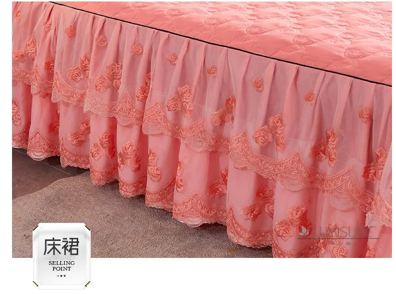 Soft Brushed Lace Ruffle Bedspread Set