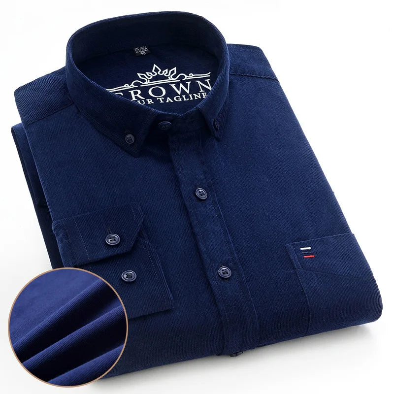 Men’s Oversized Corduroy Long Sleeve Shirt.  Casual Relaxed Fit Button Up