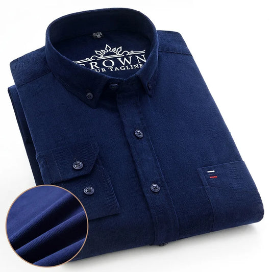 Men’s Oversized Corduroy Long Sleeve Shirt.  Casual Relaxed Fit Button Up