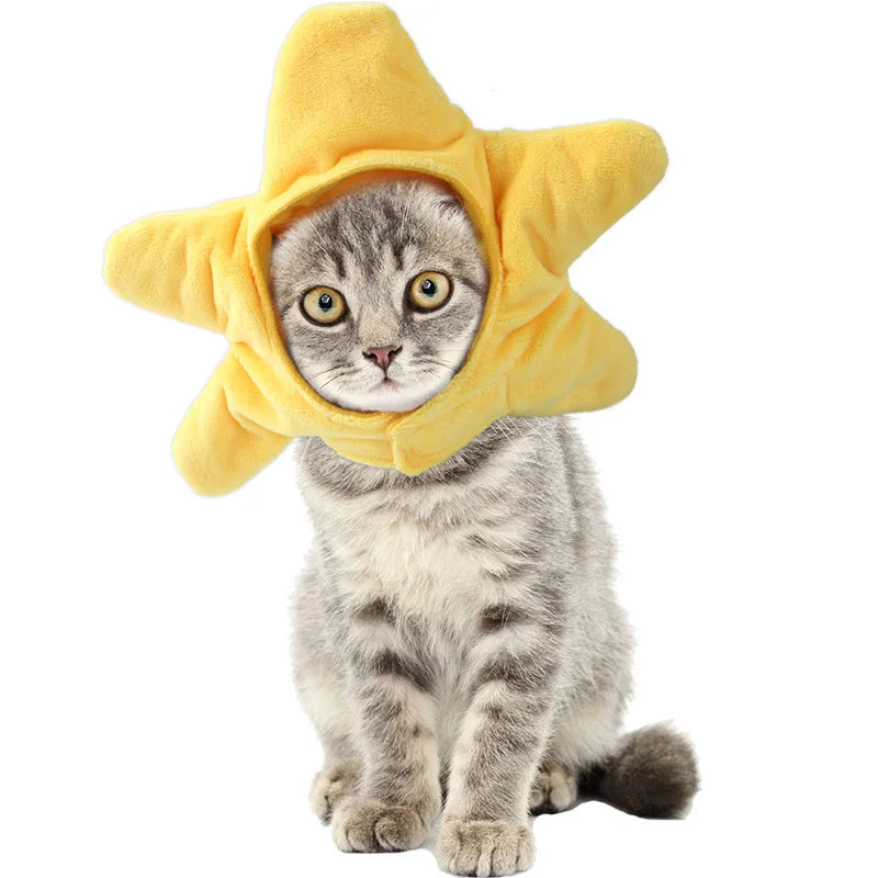 Funny Hat for Cat Sunflower Christmas Costume Pet Hat Halloween Cosplay Keep Warm Headwear Dogs Hats Puppy Accessories for Cats
