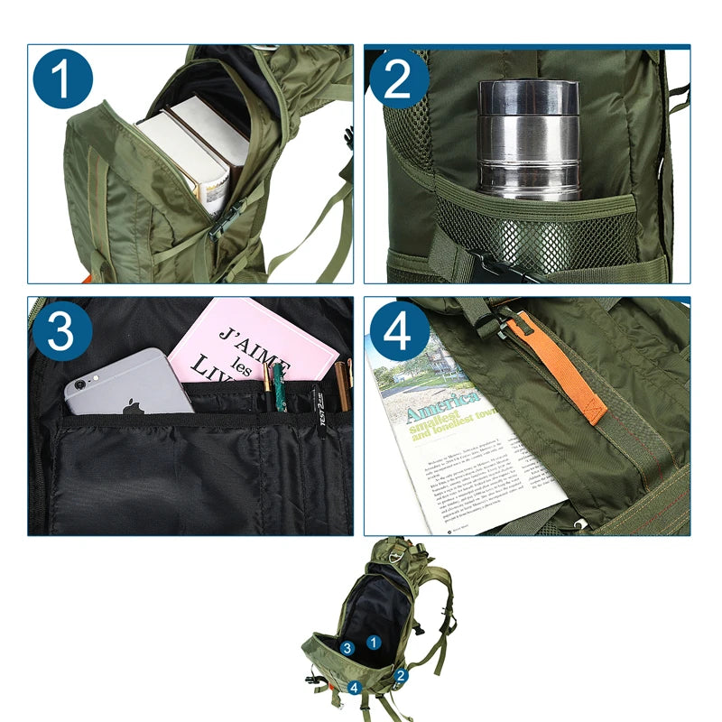 Waterproof Hiking Backpack . Lightweight Travel & Trekking Daypack