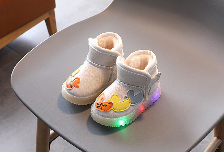 Children's Cartoons Snow Boots Girls Warm Boots Baby Cotton Sport Shoes Sequins Genuine Leather Princess Fashion Boots 1-6Y