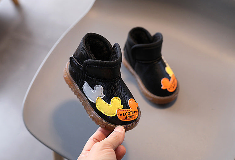 Children's Cartoons Snow Boots Girls Warm Boots Baby Cotton Sport Shoes Sequins Genuine Leather Princess Fashion Boots 1-6Y