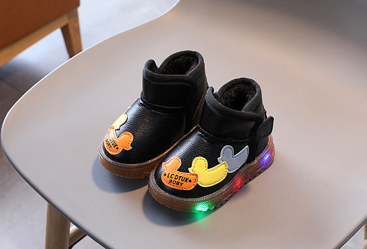 Children's Cartoons Snow Boots Girls Warm Boots Baby Cotton Sport Shoes Sequins Genuine Leather Princess Fashion Boots 1-6Y