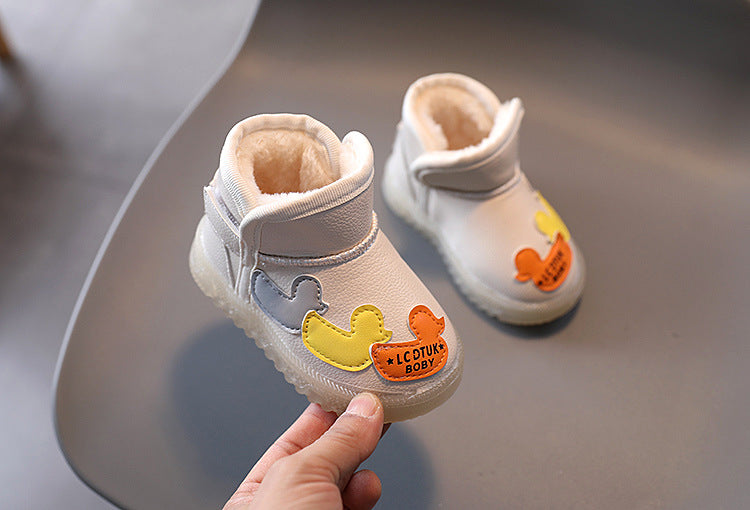 Children's Cartoons Snow Boots Girls Warm Boots Baby Cotton Sport Shoes Sequins Genuine Leather Princess Fashion Boots 1-6Y